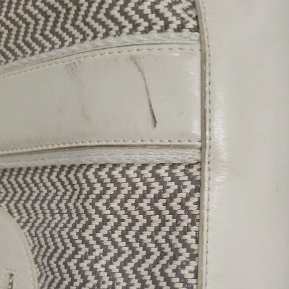 Tory Burch Brown and Cream Chevron Tote - Picture 12 of 15